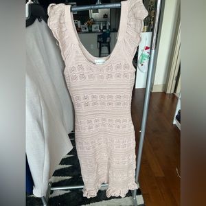 Pink Sweater Dress with Ruffle Sleeves